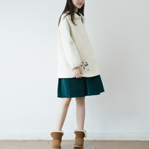 SUIN2020 winter new little man a word sweet white embroidery long doll collar woolen coat coat coat 902