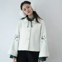 SUIN2020 autumn and winter new literary sweet princess a cloak short doll collar embroidered woolen coat coat coat 905