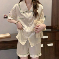 Fashion pajamas summer womens ice silk premium sense of net red wind 2022 new small size silk home clothes summer