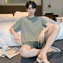 Teen Pajamas Boys Junior High School Summer Cotton Suit Thin Short Sleeves 2022 New Mens Loungewear