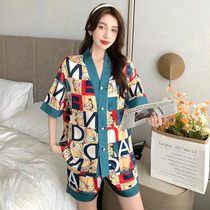 Size pajamas summer womens ice silk thin fat sister 2022 new loose 200 pounds M home wear summer