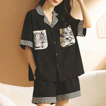 Cotton pajamas womens summer short-sleeved shorts 2022 new premium cute summer two-piece set homewear