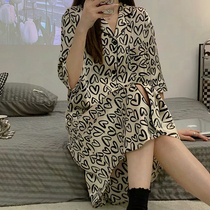 Ice silk nightgown summer girl high sense of internet red wind 2022 new summer thin size shirt pajamas womens summer