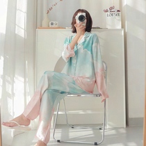 Silk pajamas womens summer long-sleeved ins net red wind spring and autumn season sense of luxury 2022 new ice silk homewear