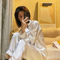 Silk pajamas long sleeves womens summer high-end sense 2022 new spring and autumn ice silk high-end big brand home clothes