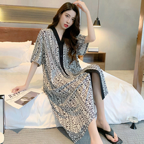 Nightdress summer woman Modal summer net red style cotton thin spring and autumn high-end sense can be worn outside pajamas women short sleeves