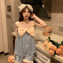 Summer pajamas ice silk women summer thin 2022 new princess style summer sweet girly suspender homewear