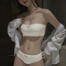 Strapless underwear womens summer thin non-slip gathered small chest bandeau wrap invisible markless beautiful back bra anti-light