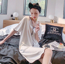 Pajamas womens summer night dress ice silk high-grade sexy net red wind 2022 new summer thin silk home wear