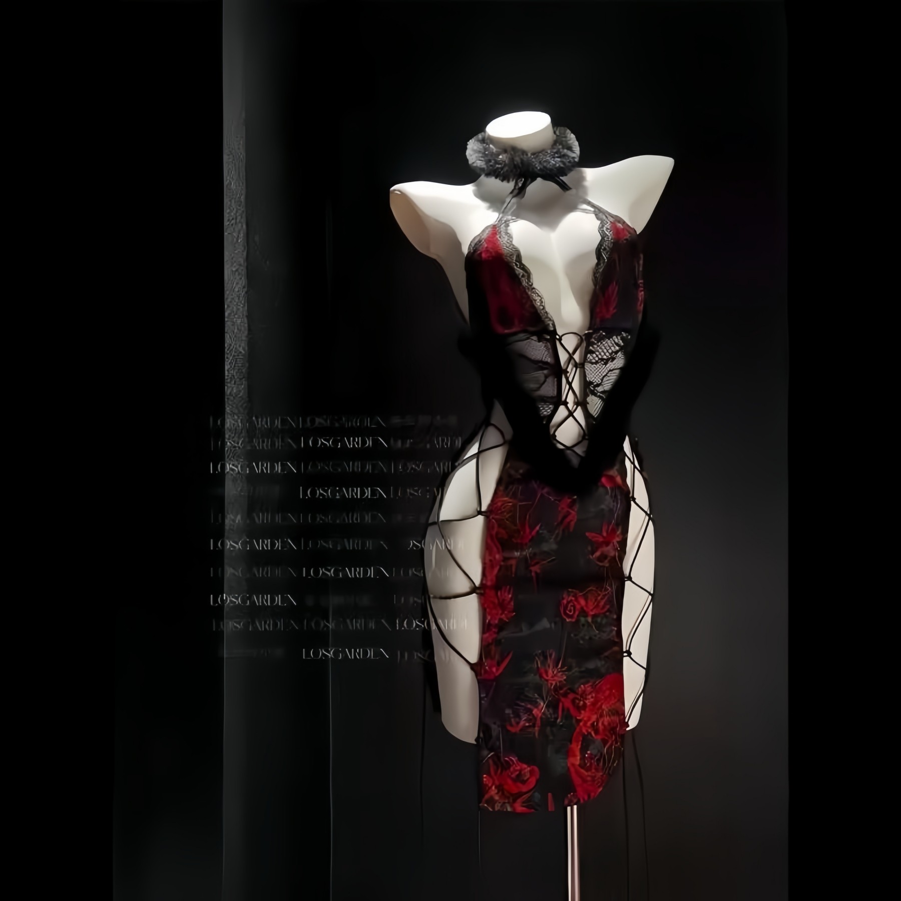 [Потрясающая Фанхуа] Сексуальное женское белье чонсам в старинном стиле, сексуальная свободная ночная рубашка с высоким разрезом, искушение чистой похотью qqny