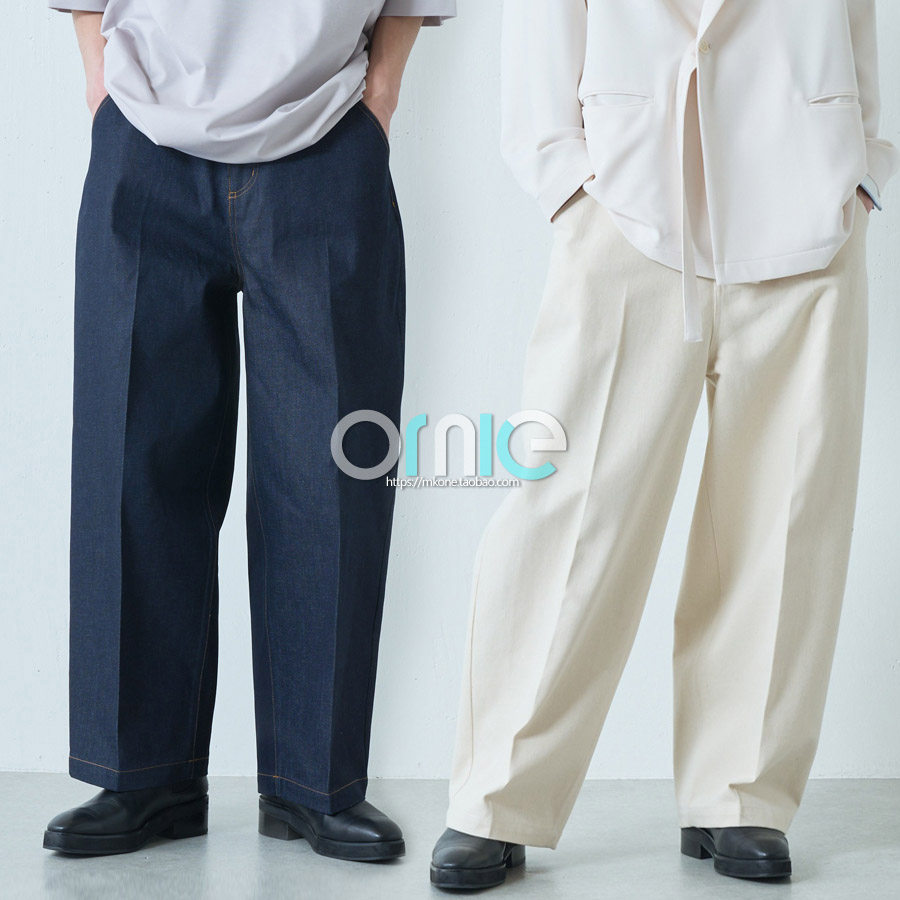 Day Series High-end Fashion Luis 11oz full cotton primary color denim retro high waist loose outline micro-cone balloon pants