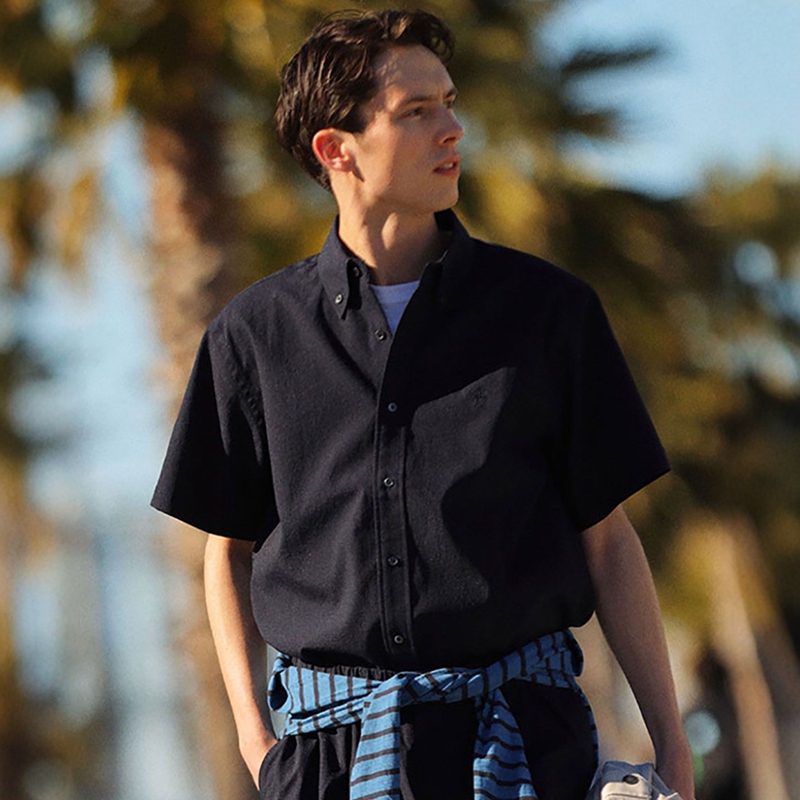 A Favorite among the Middle Class! Bb Cloth Brothers Japanese Line Lightweight Wrinkle-Resistant Breathable Quick-Drying Loose Short-Sleeve Button-Down Shirt