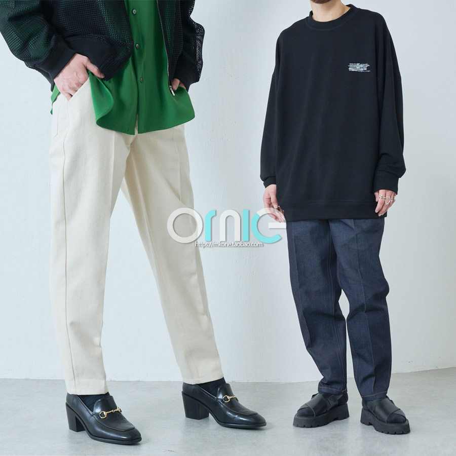 Japanese high-end fashion Luis 11oz cotton primary color denim retro high waist tapered cigarette pants Lob pants