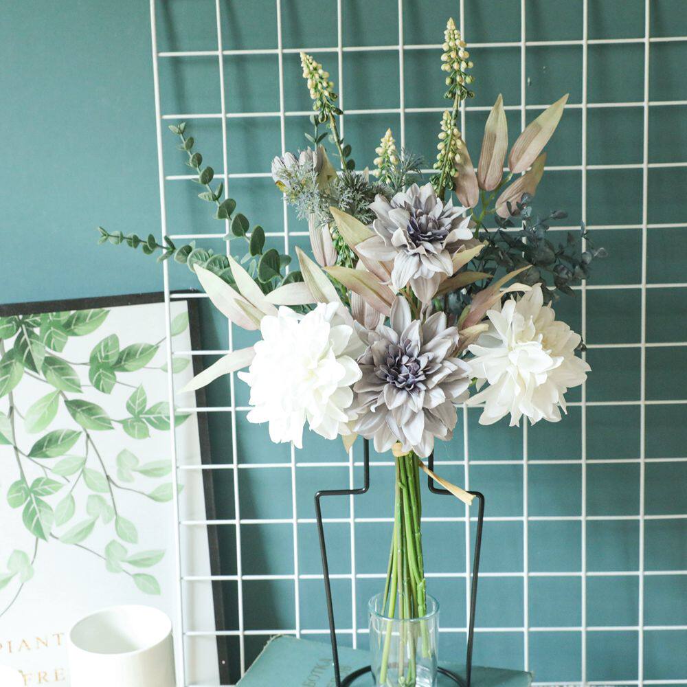 European-style retro blue simulation flower bouquet set home dining table decorated flower plastic flower silk flower