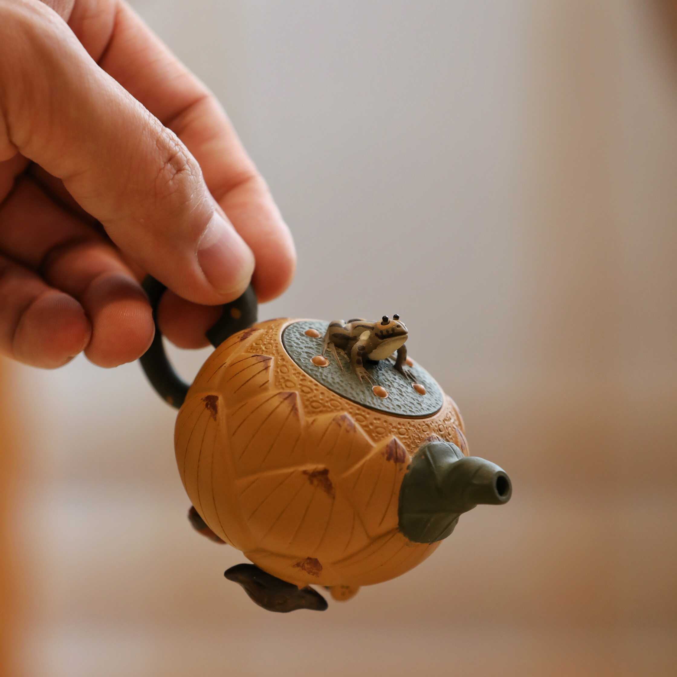 紫砂名家】蒋蓉作全手工青蛙莲子原矿段泥壶110C『龙宝山茶堂』