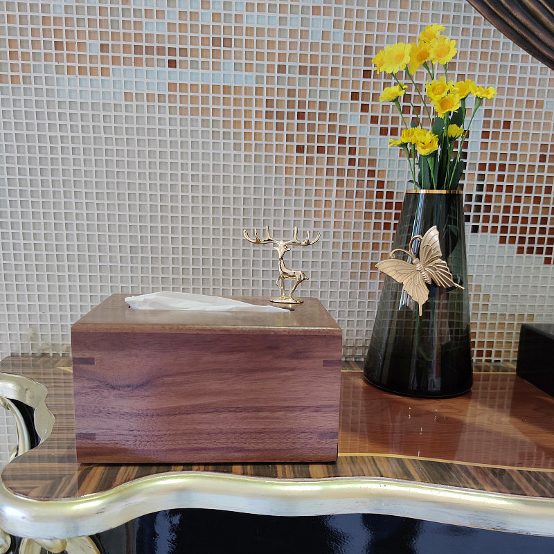 Creative Home Decorative Black Walnuts Wood Paper Towels Box-Like Room Paper Towels Box Small Deer Wood Paper Towels Box Modern