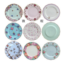 Micro flawEd British afternoon tea Western dinner plate bone porcelain dinner plate dessert plate cake plate European vintage ceramic plate 8 inches