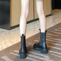 YCF high quality thick - sole Martin boots in the leather boots of the European and American style Mona same handsome smoke boots