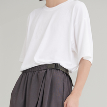 BEEKITE Original Designer Loose Pure Color T-shirt Cylinder Pure Cotton Embroidery Short Sleeve Round Collar Tee Tee and inside