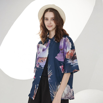 BEEKITE watercolor viewing bird Hawaiian shirt country wind hand painted Cuban collar short sleeve ALOHA stack wearing vintage days