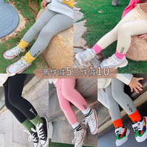 Girls spring clothes 2022 New Small Children Baby foreign style letters Joker leggings children multi-color pants outside wear