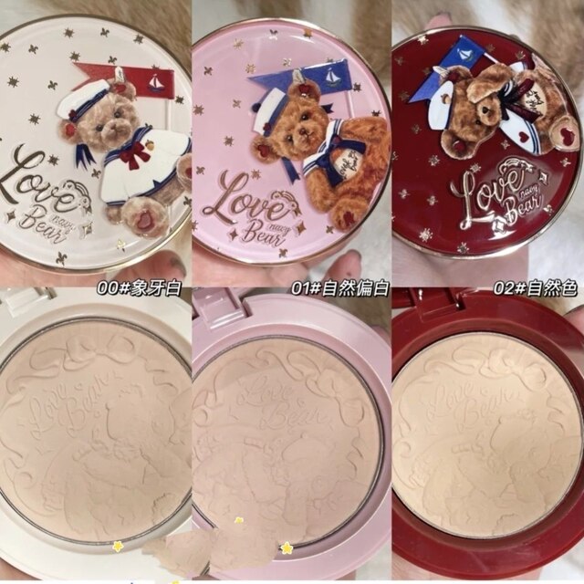 Flower Knows Teddy Bear Powder Oil-Control Setting Powder Long-Lasting Loose Powder Natural Concealer Touch-Up Cushion Waterproof Sweat-Resistant Powder