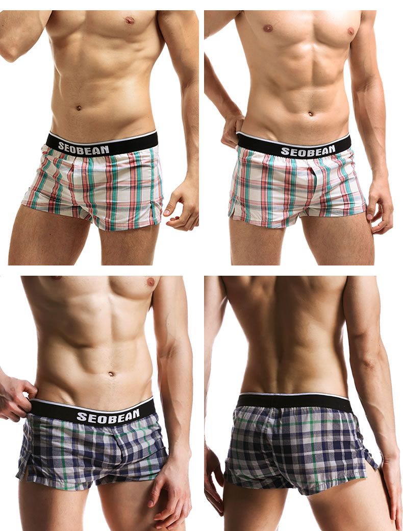 3 quần lót nam boxer cotton nhà quần short mùa hè mỏng phần thủy triều nam kẻ sọc ngủ quần U lồi crepe lót thời trang mặc nhà
