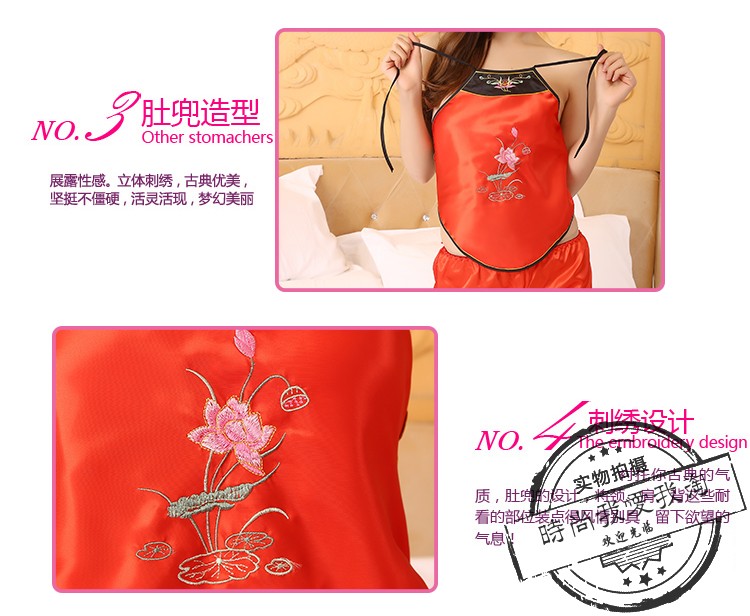 Tạp dề- phong cách phụ nữ sexy người lớn tòa niềm vui niềm vui phù hợp với đồng phục gió quốc gia trở lại dây đeo túi màu đỏ bộ quần áo ngủ