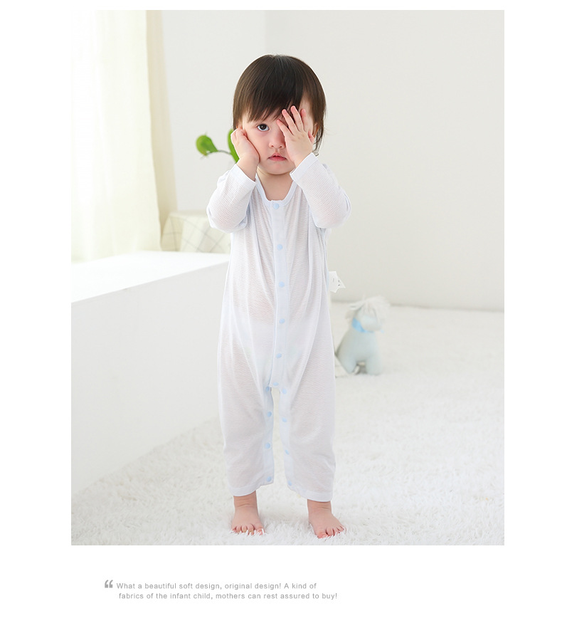 Chúc mừng mùa hè Đàn ông và phụ nữ bé bộ đồ bằng sợi tre siêu mỏng cho bé mùa hè Quần áo dài tay trẻ em phù hợp với điều hòa - Áo liền quần đồ bơi trẻ em