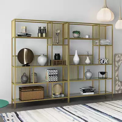 Nordic wrought iron bookcase shelf floor living room shelf partition decoration gold display display stand simple modern