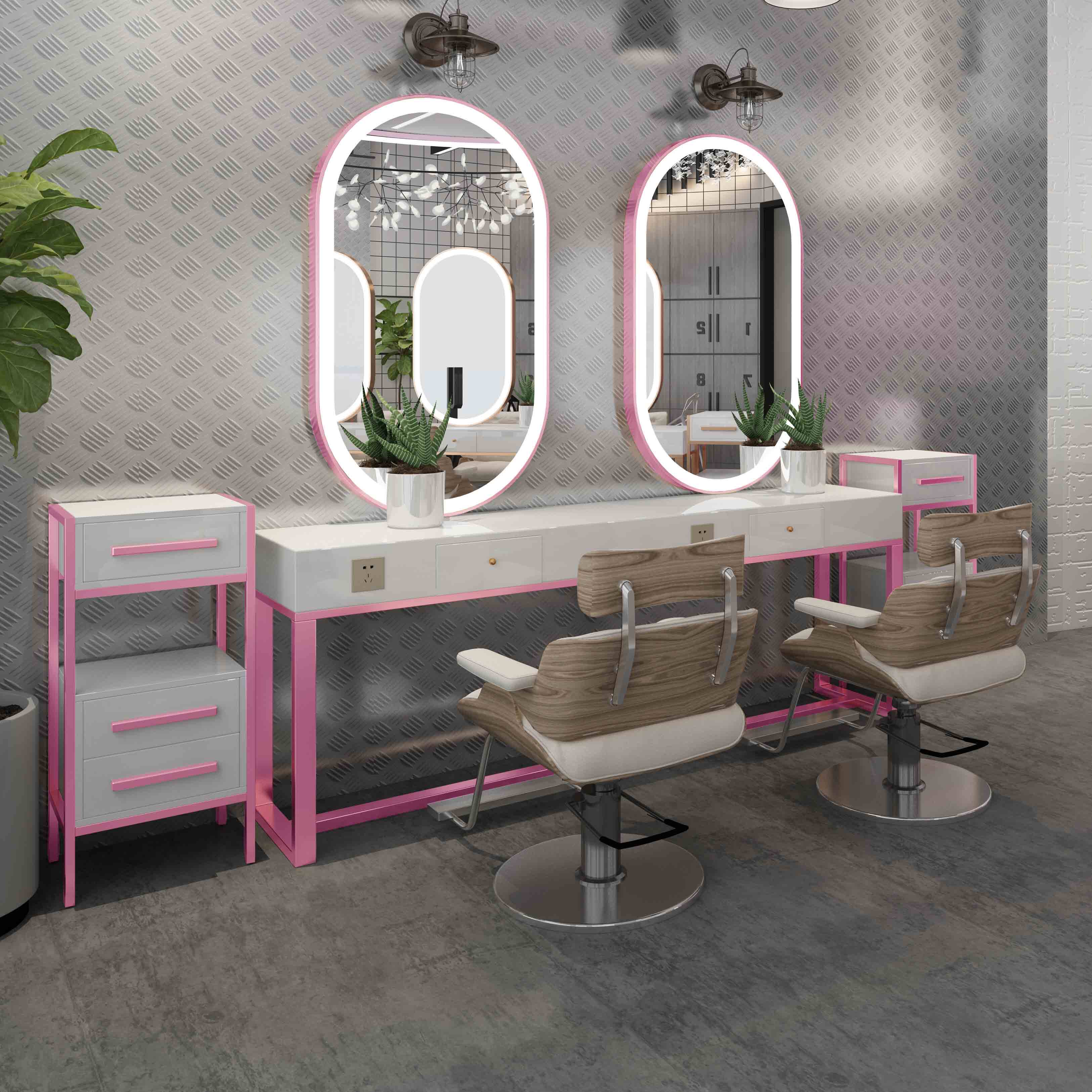 Shake Soundnet Red Tape Shop Mirror Table Beauty Hair Salon Hot Dye Mirror Single Double Mirror Photo Gallery Beauty Makeup Mirror With Lamp