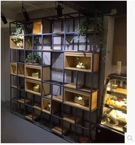 Wrought iron shelf floor living room Plaid bookshelf bedroom decoration partition multi-layer shelf storage creative shelf