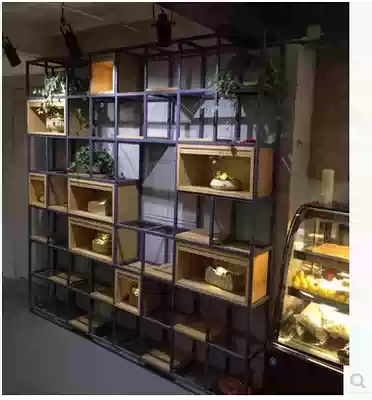 Wrought iron shelf floor living room Plaid bookshelf bedroom decoration partition multi-layer shelf storage creative shelf