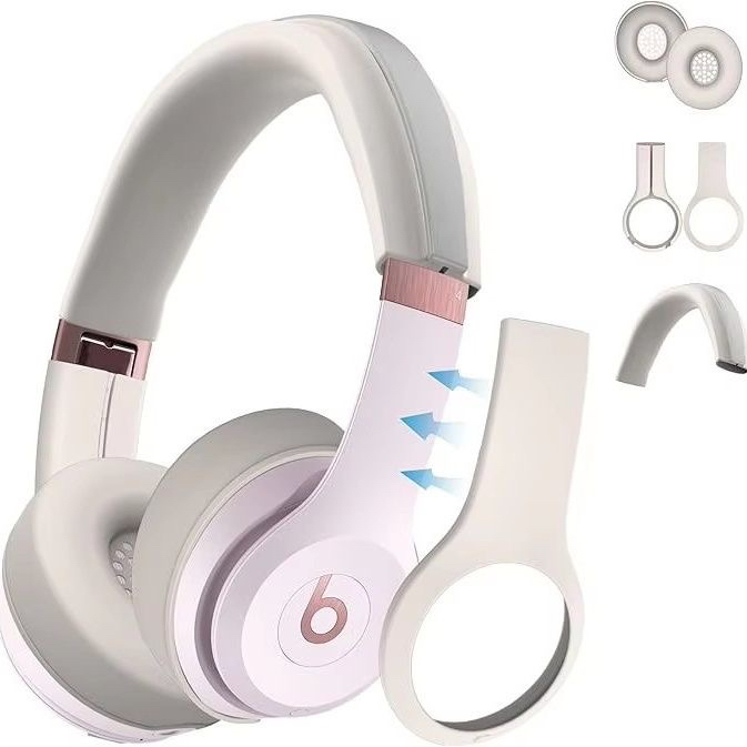 Suitable for Apple Beats Solo3/4 Over-Ear Headphones, Headband/Ear Cap Silicone Protective Cover, Anti-Fall