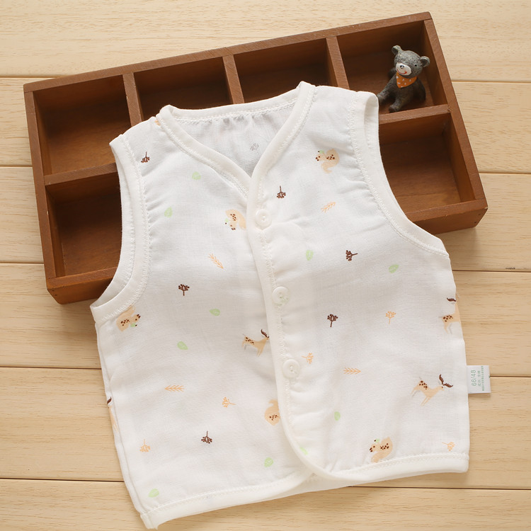 Bé vest bé cotton mùa xuân và mùa thu sơ sinh mùa hè phần mỏng vest gạc vest nam giới và phụ nữ mặc áo ghi lê