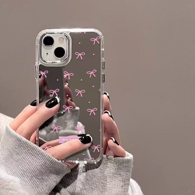 Simple Pink Bow Suitable for Samsung S25 Ultra Phone Case, Mirror Surface S23 Fe New Model S24+/S22 Creative S21 Niche A55 A15 A16 Makeup Mirror A54 A34 A35 A53 Anti-Drop A56 Simple Pink Bow Suitable for Samsung S25 Ultra Phone Case, Mirror Surface S23 Fe New Model S24+/S22 Creative S21 Niche A55 A15 A16 Makeup Mirror A54 A34 A35 A53 Anti-Drop A56