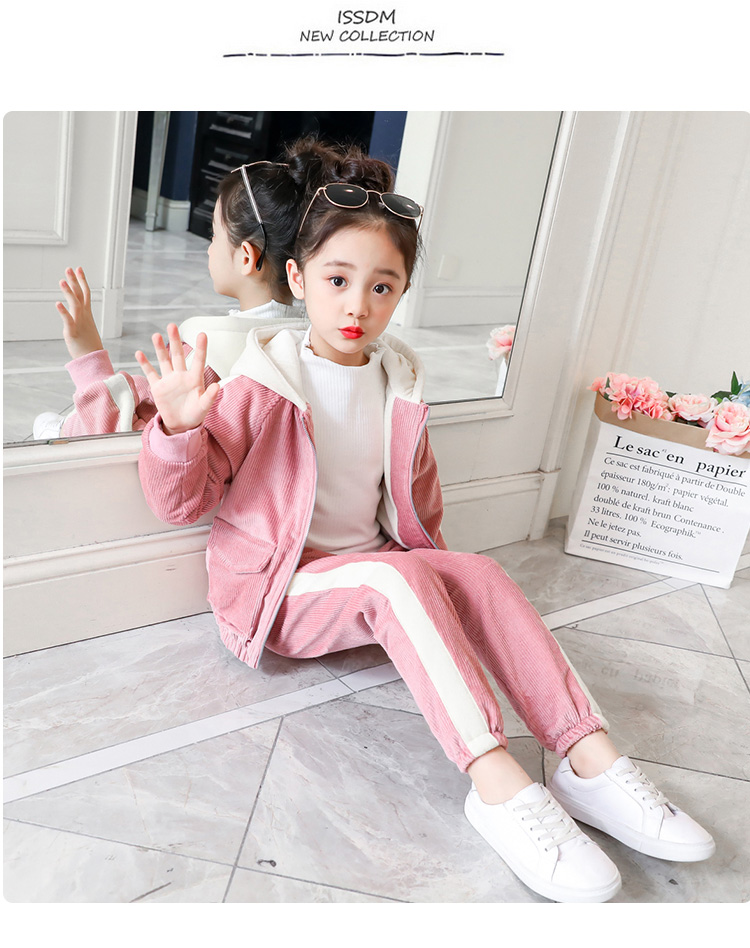 Quần nhung bé gái 2018 mới quần áo mùa thu đông phiên bản Hàn Quốc của quần áo thủy triều trong quần áo trẻ em ngoại cỡ lớn cộng với nhung dày hai mảnh váy trẻ em