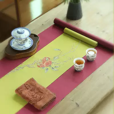 Zen Japanese waterproof tea mat home cotton linen cloth table flag office retro dry tea mat set Tea Pad