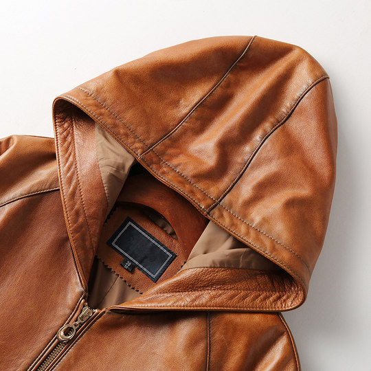 Large size genuine leather jacket for women short 2021 autumn new casual loose version Haining hooded sheepskin jacket