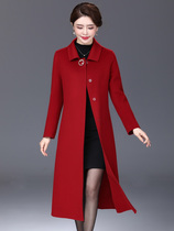 Red Mom Double-face cashmere dresses woman mid-2022 New fashion Slim Wool in New Fashion Jacket Autumn Winter