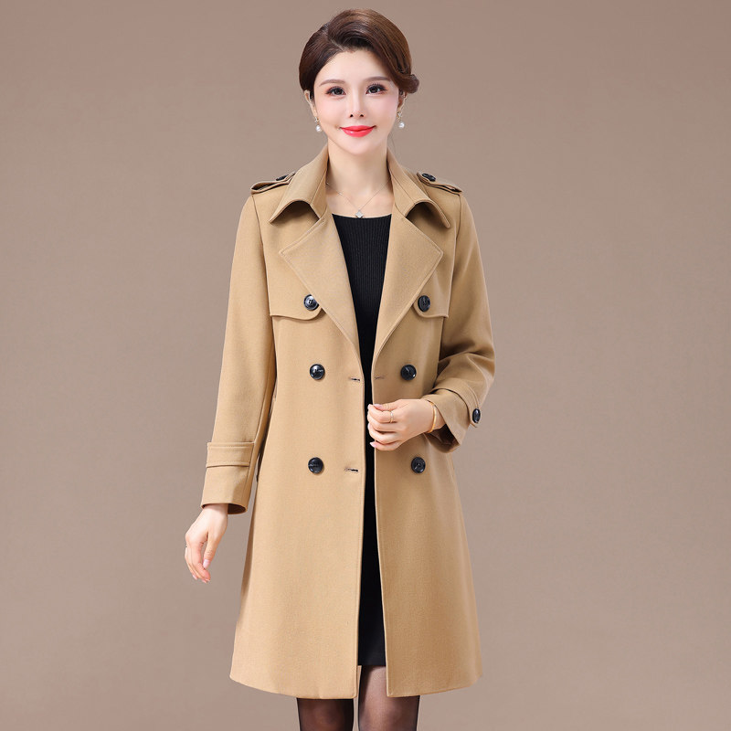 Big-name high-end windbreaker women's mid-length 2022 autumn new high-end black middle-aged mother spring and autumn coat