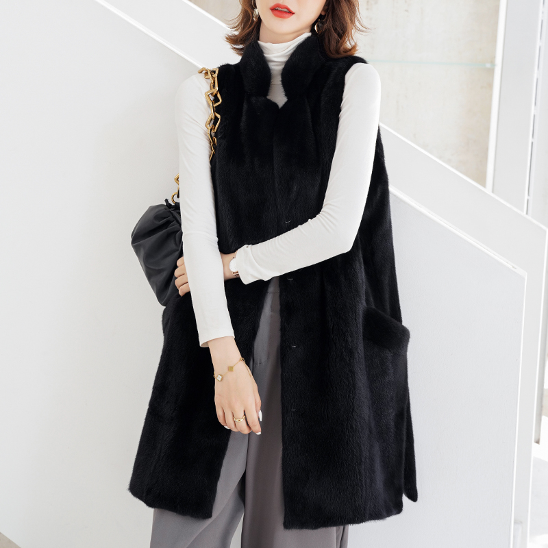 Import Purple Mark Crown Days Goose Down Ferret Horse Chia in long jacket 2022 Haining leather City Whole Mink Young Fur