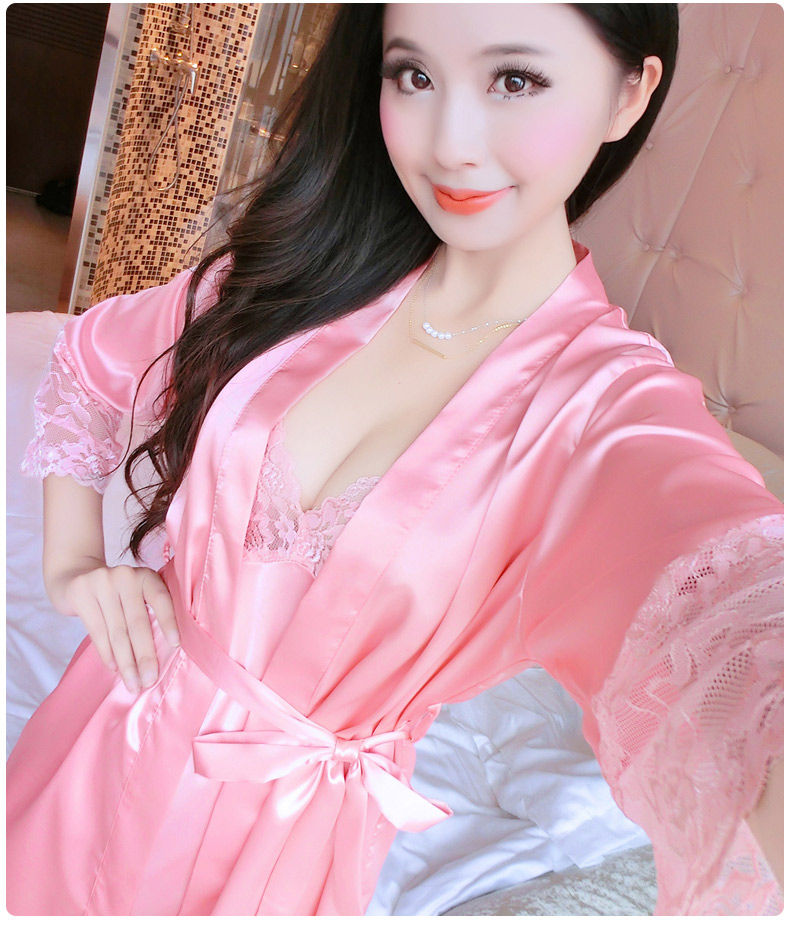 Đích thực đồ ngủ nữ nụ lụa sling nightdress áo choàng hai mảnh phù hợp với mùa thu và mùa đông sexy dịch vụ nhà đầm ngủ đẹp