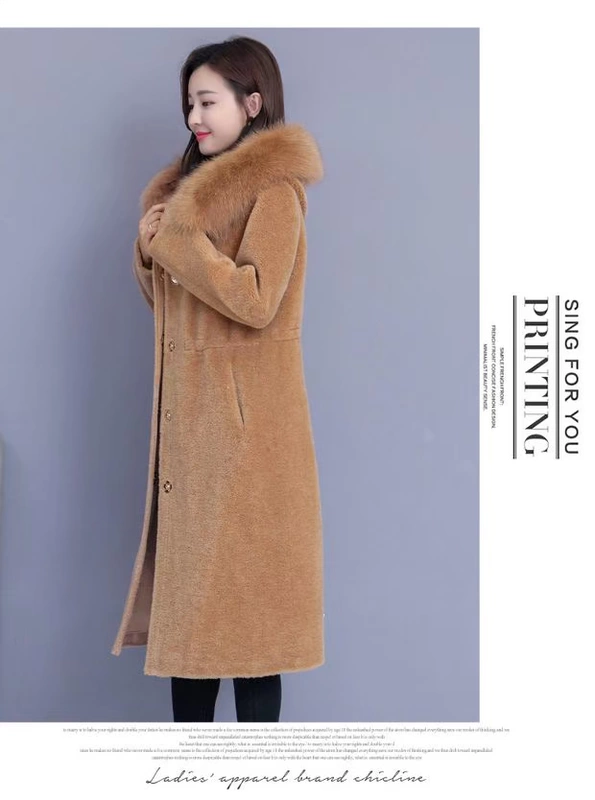 Mùa đông 2018 mới áo khoác lông cừu cao cấp trong phần dài thon gọn lông cáo lông xù lông trùm đầu nữ áo khoác lông dáng dài