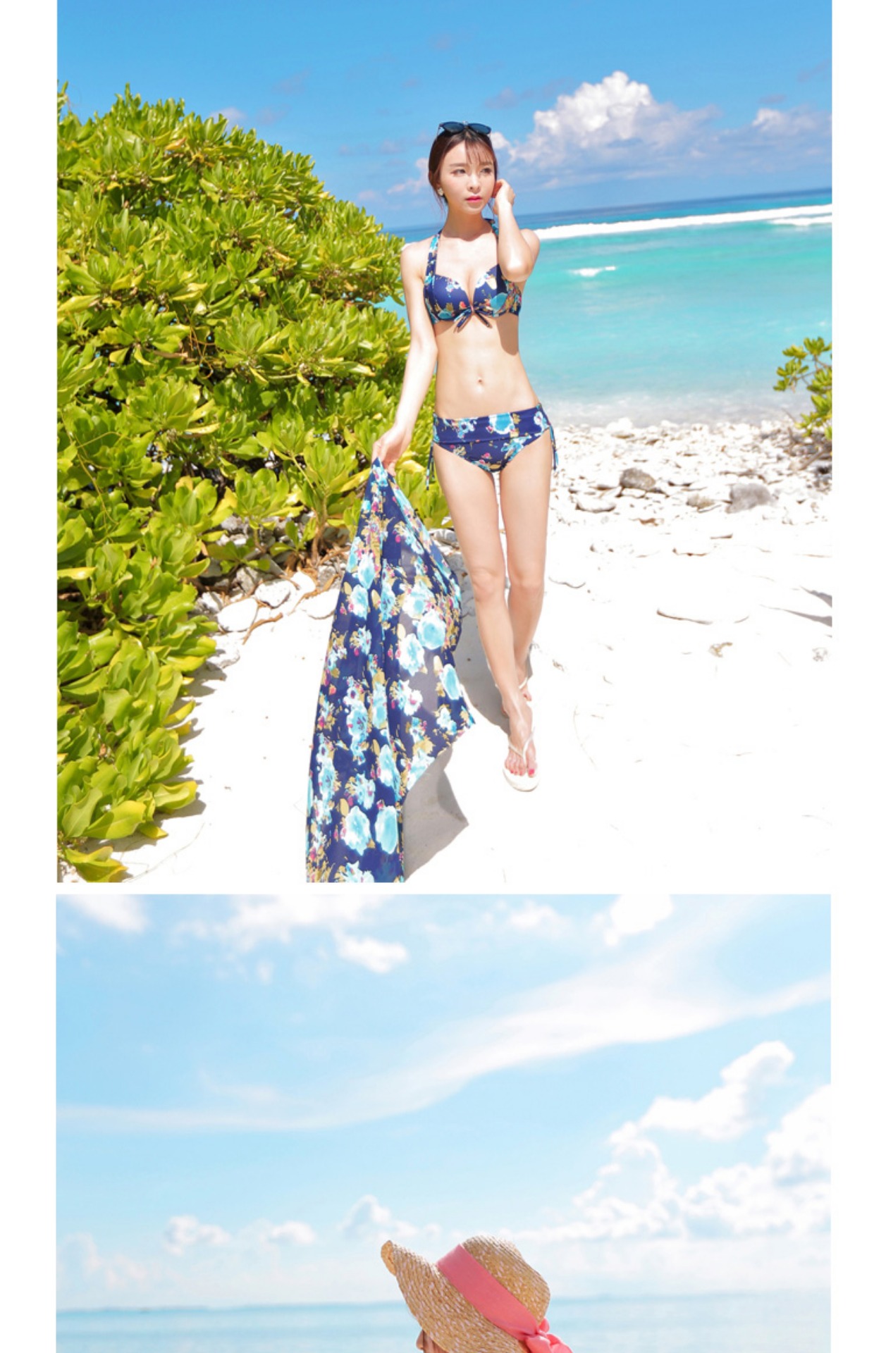 Áo tắm mùa xuân nóng bỏng của Hàn Quốc phù hợp với phụ nữ bikini ba mảnh gợi cảm ngực nhỏ tập hợp thép tấm ngực lớn chia áo tắm đồ tắm biển nữ cao cấp