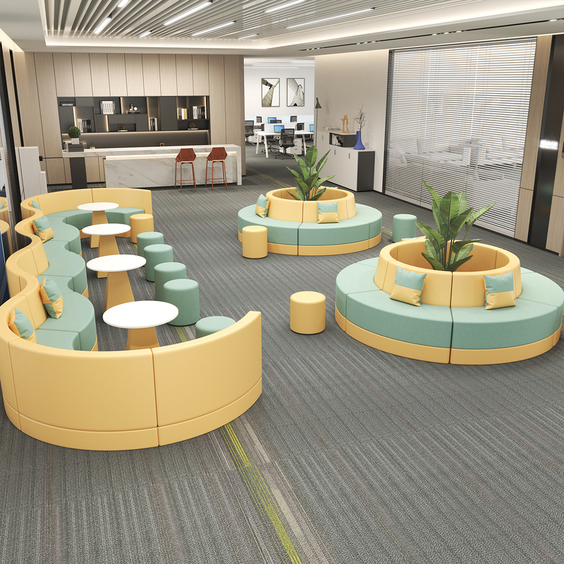 Office Leisure Reception Sofa Waiting Area Round Irregular Shaped Rest Area Creative S-Shaped Sofa Coffee Table Combination