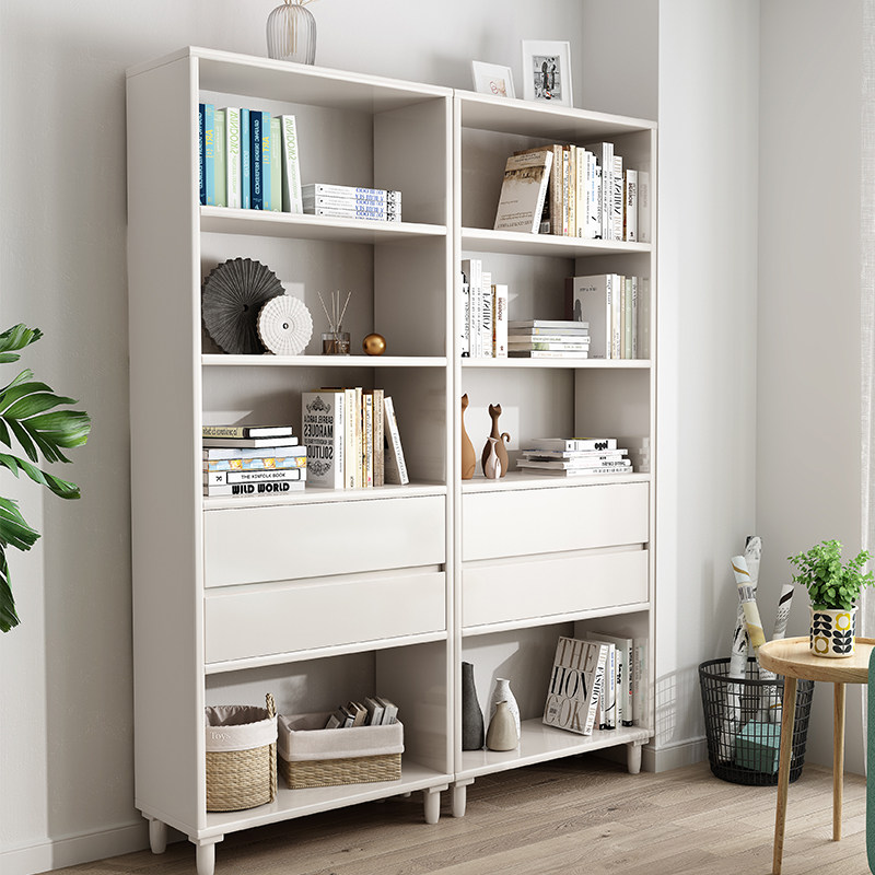 Solid wood bookcase Nordic small bookshelf floor-to-ceiling study cabinet bedroom simple storage shelf simple home student combination