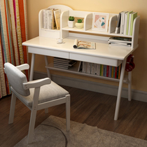 Solid Nordic Desk Household Computer Desk with Bookshelf Bedroom School Students Learn Writing Desk Simple Childrens Table