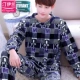 Flannel thanh niên mặc quần pyjama chất béo cộng với kích thước cộng với phân bón để tăng đàn ông mất tuyết ấm quần áo ngủ nam