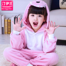 Autumn and Winter Children baby animal performance clothing flannel cartoon conjoined pajamas children dinosaur coral velvet set
